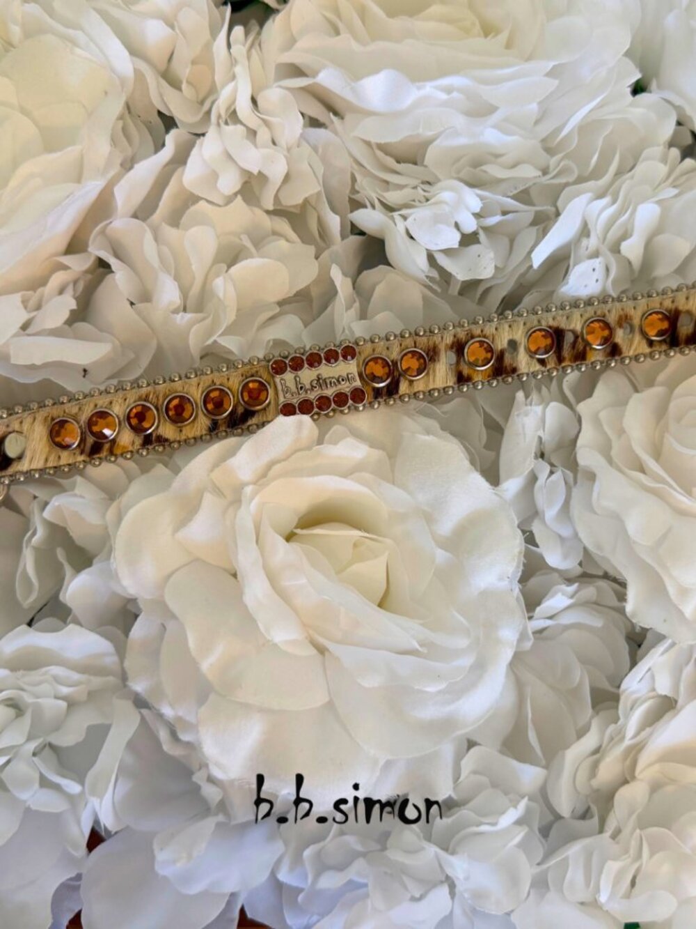 B.B. Simon Swarovski Crystal Dog Collar XS Cheetah Print Gold Trim New - Picture 7 of 7